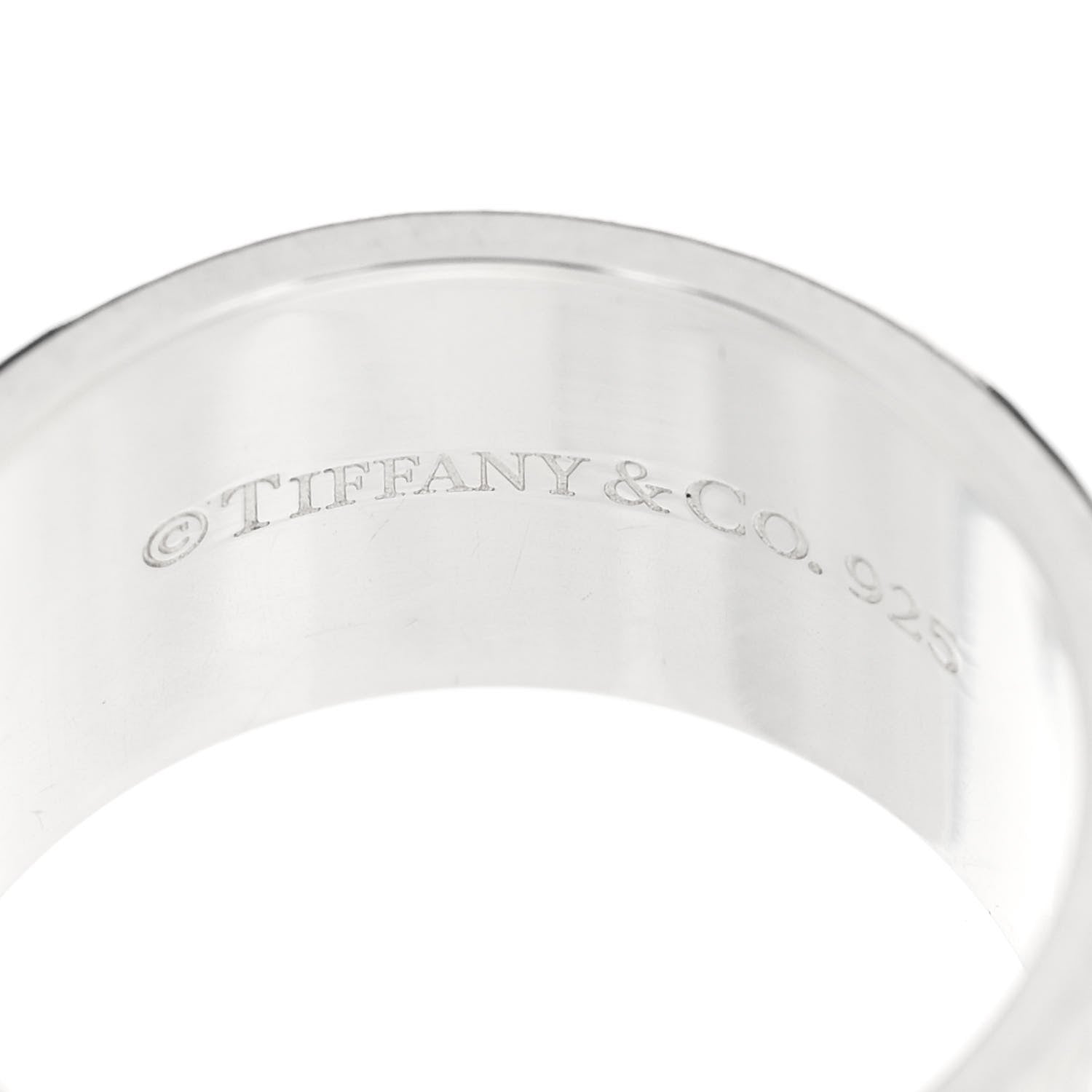 Tiffany Sterling Silver 10mm Notes Wide Ring 50 5.5 4 of 4