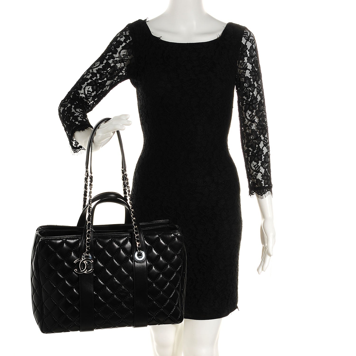 Chanel Lambskin Quilted Large Easy Carry Shopping Tote Black 2 of 9
