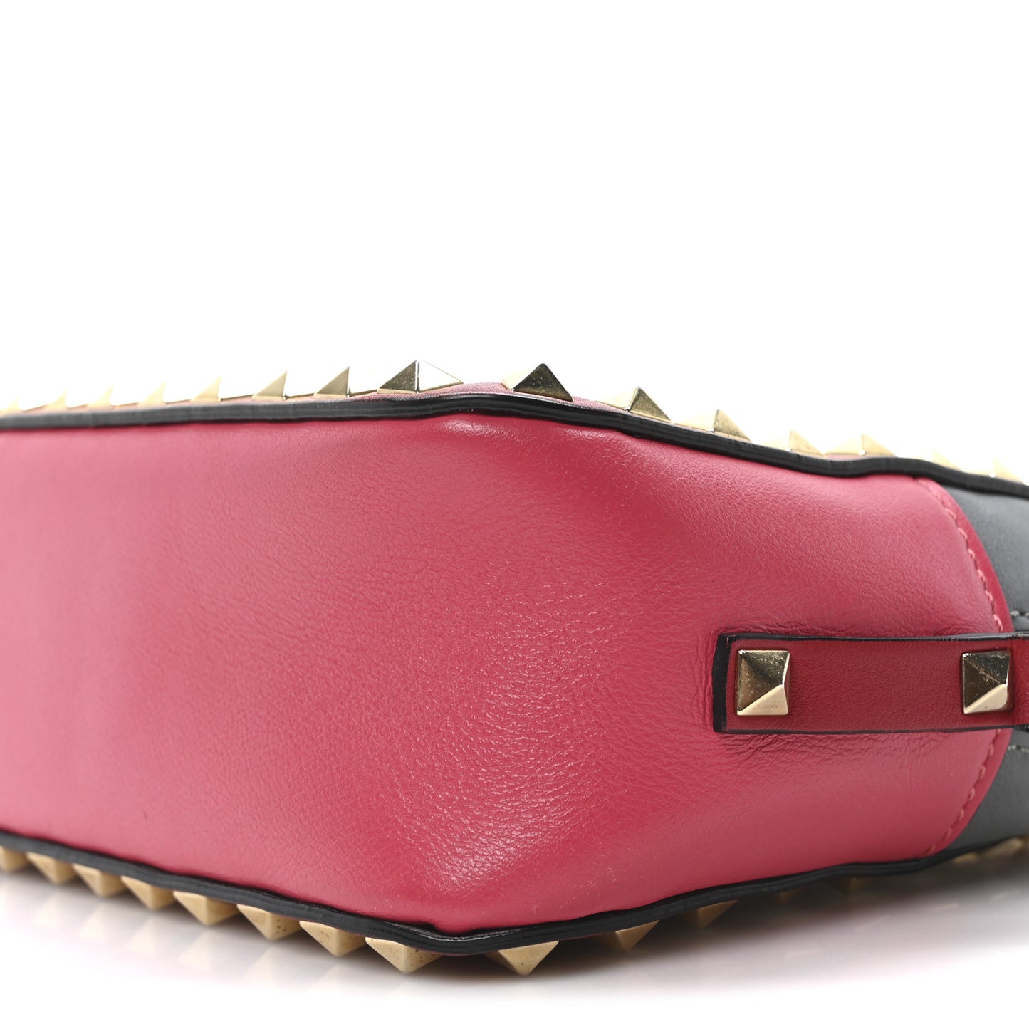 Vitello Colorblock Rockstud Camera Crossbody Bag Deep Rose Clover
