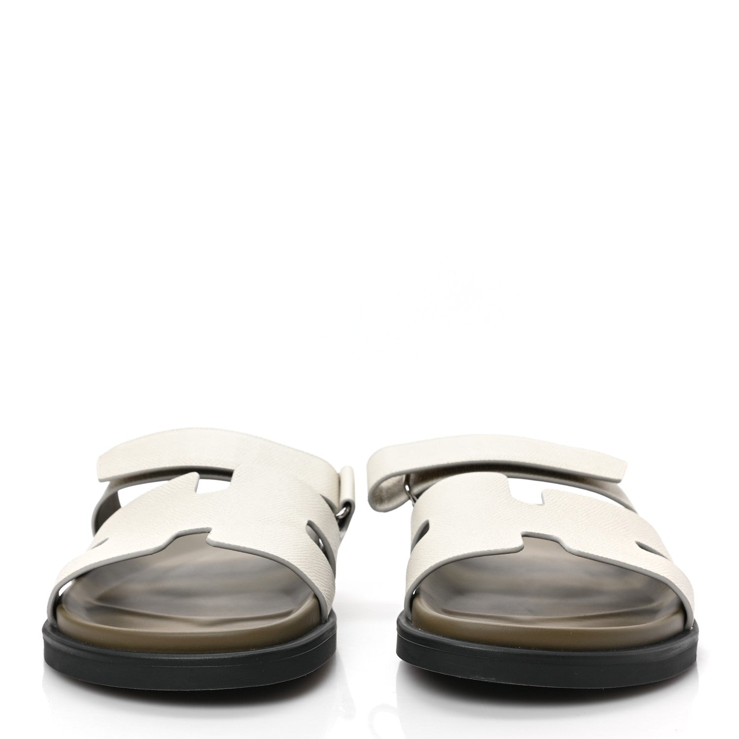 Hermes Epsom Mens Chypre Sandals 43 Beige Glaise Vert Toundra 2 of 8