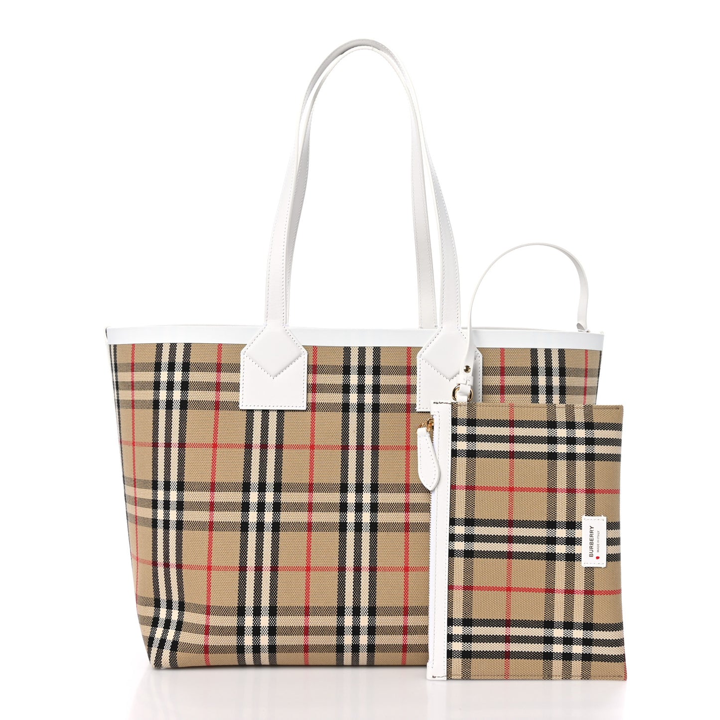 Cotton Vintage Check Medium London Tote Bag White