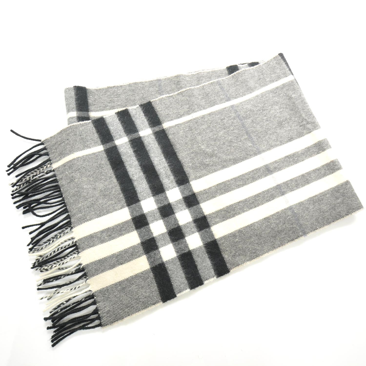Burberry Cashmere Check Fringe Scarf Black 1 of 4