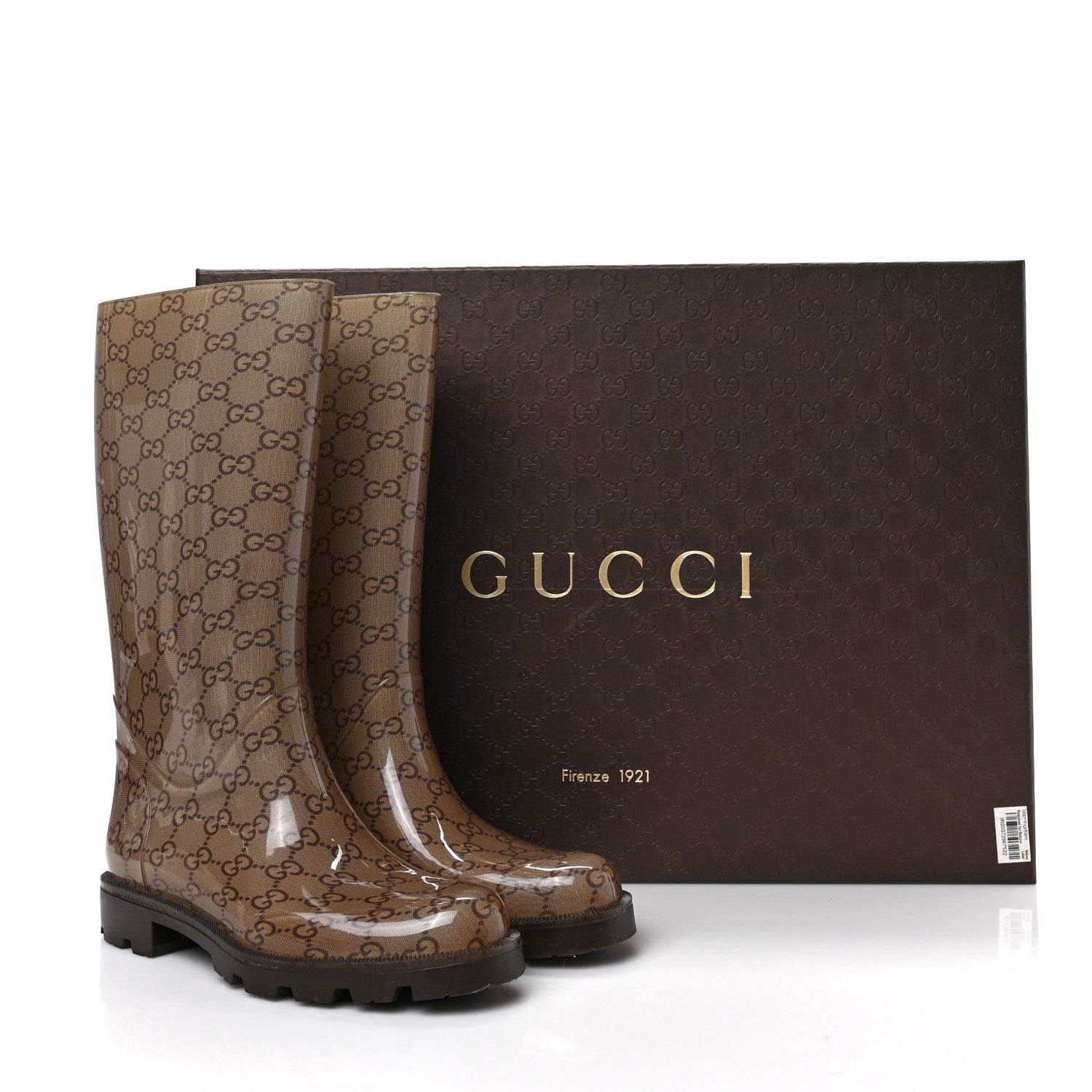 Gucci Rubber Monogram Edinburg Rain Boots 36 Transparent Cocoa 7 of 7