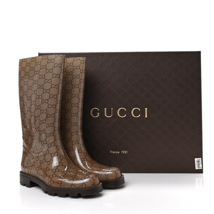 Gucci Rubber Monogram Edinburg Rain Boots 36 Transparent Cocoa 7 of 7