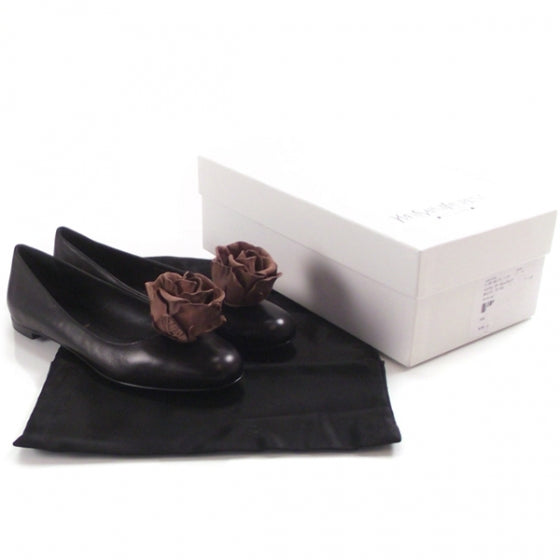 Leather Rose Flats