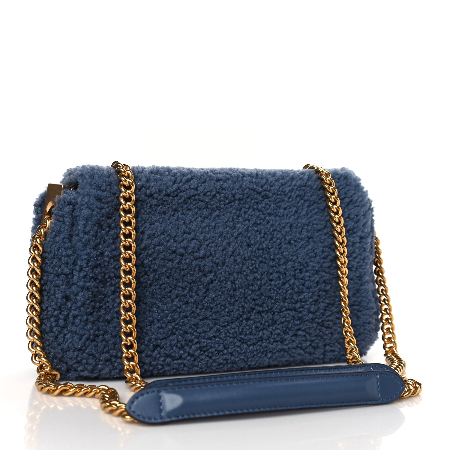 Fendi Shearling FF Midi Chain Baguette Mirto 3 of 11