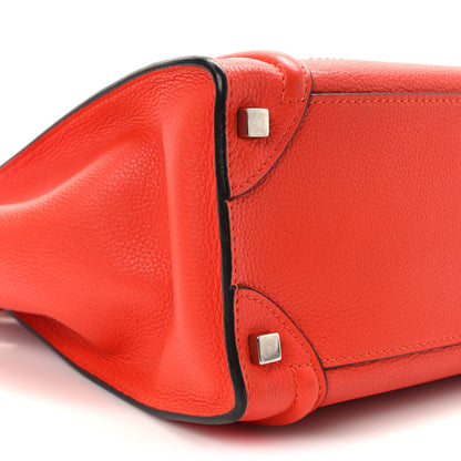 Celine Drummed Calfskin Micro Luggage Vermillion 9 of 17