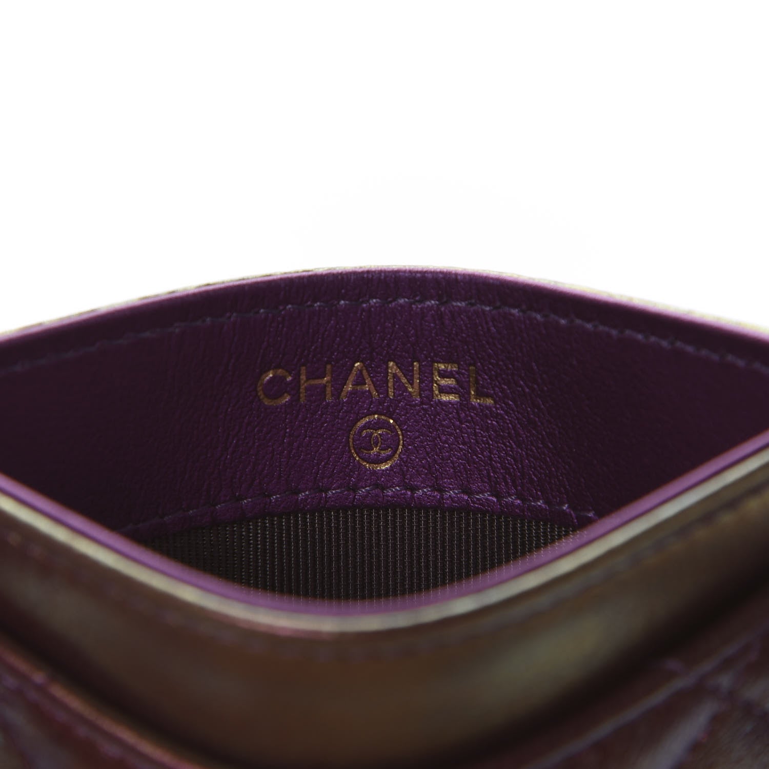 Chanel Iridescent Lambskin Quilted Card Holder Purple 6 of 9