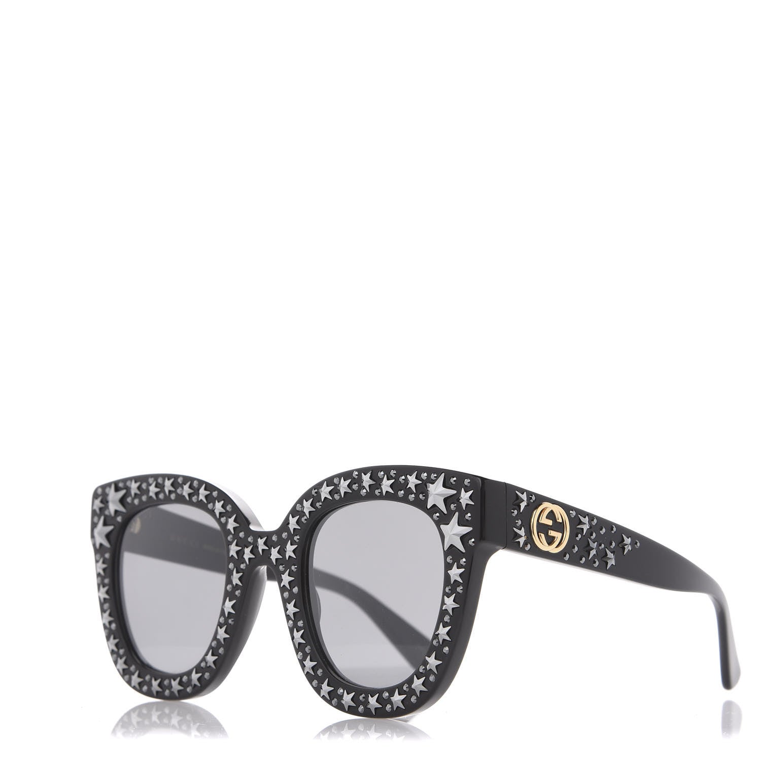 Gucci Acetate Stars Cat Eye Sunglasses GG0116S Black 1 of 8