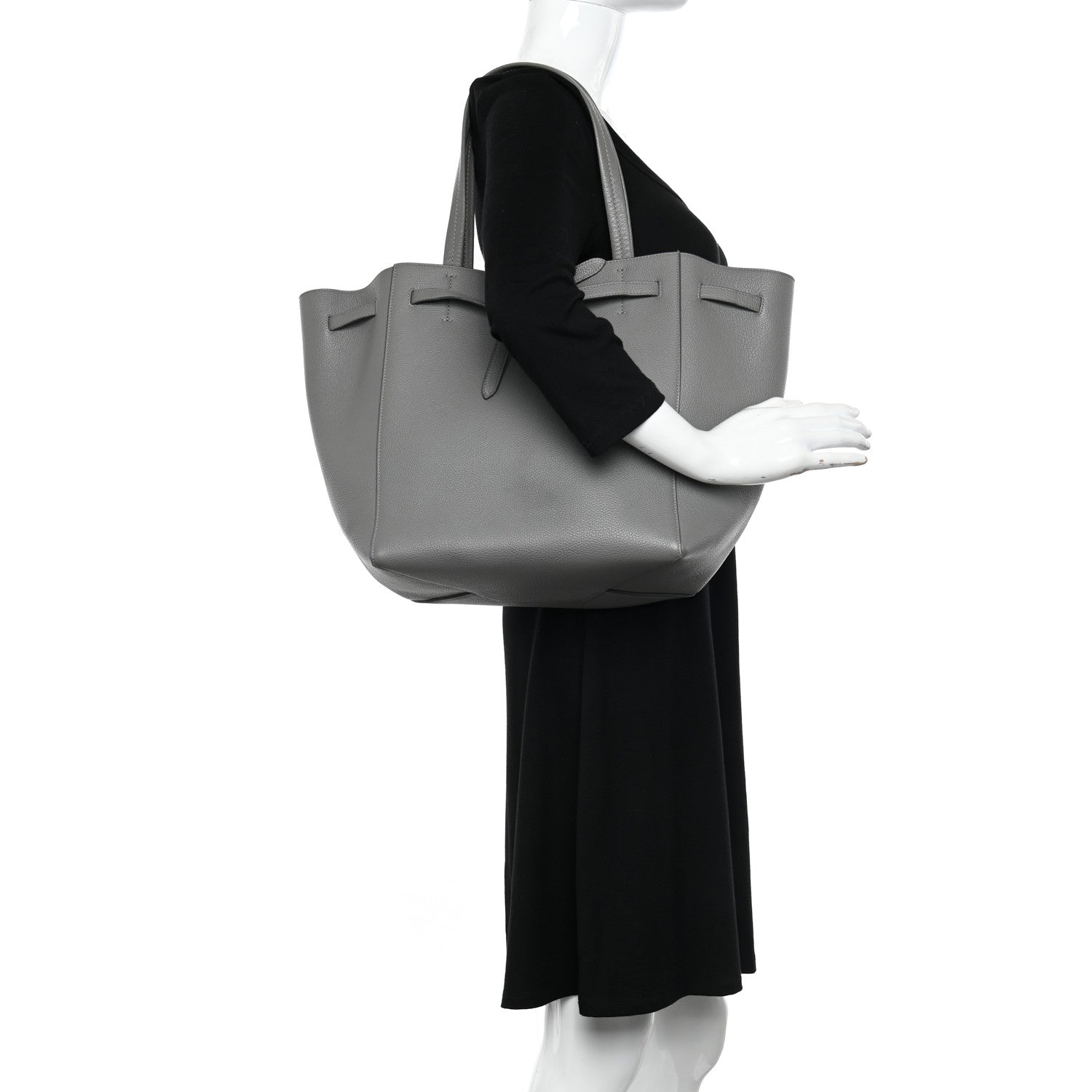 Celine Soft Grained Calfskin Small Belt Cabas Phantom Grey 2 of 9