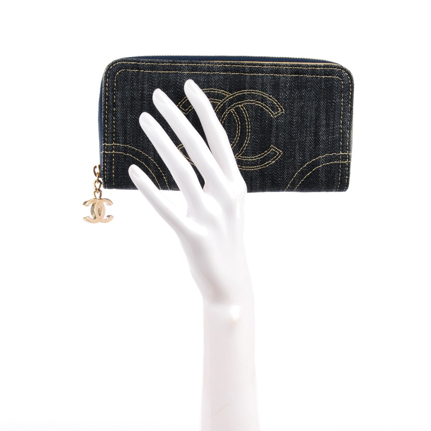 Chanel Denim CC Zip Around Wallet 2 of 9