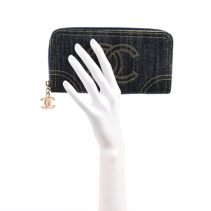 Chanel Denim CC Zip Around Wallet 2 of 9