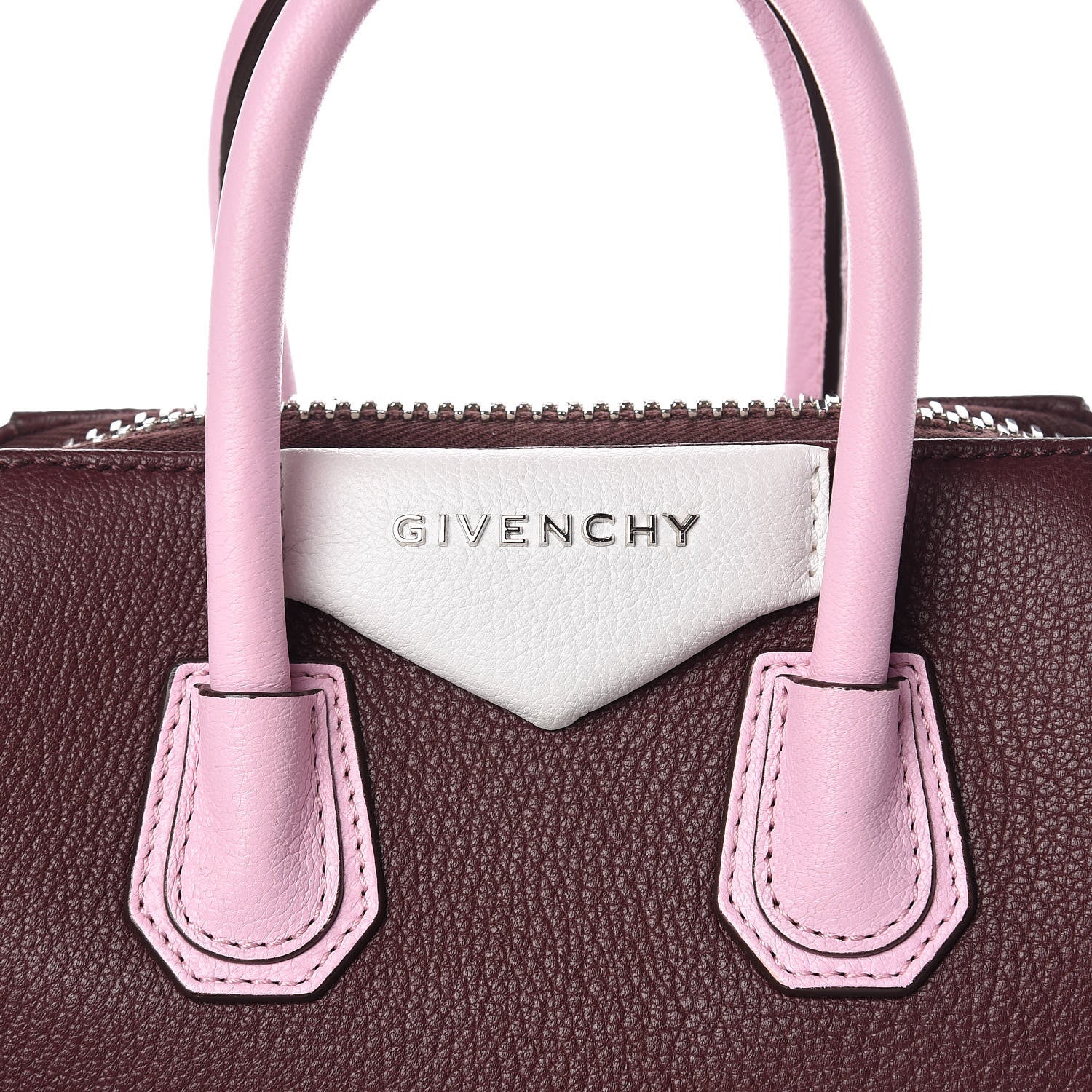 Givenchy Sugar Goatskin Mini Tri-Color Antigona Burgundy Pink White 8 of 11