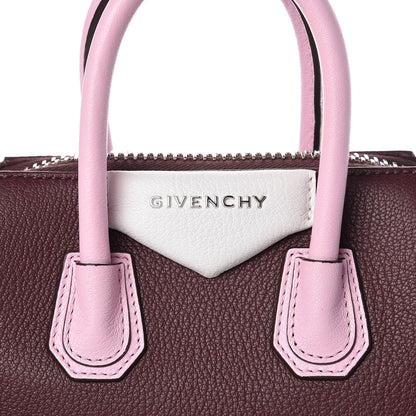 Givenchy Sugar Goatskin Mini Tri-Color Antigona Burgundy Pink White 8 of 11