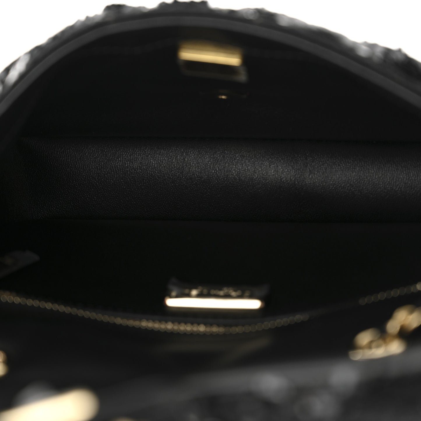 Sequin Quilted Small Single Flap Black