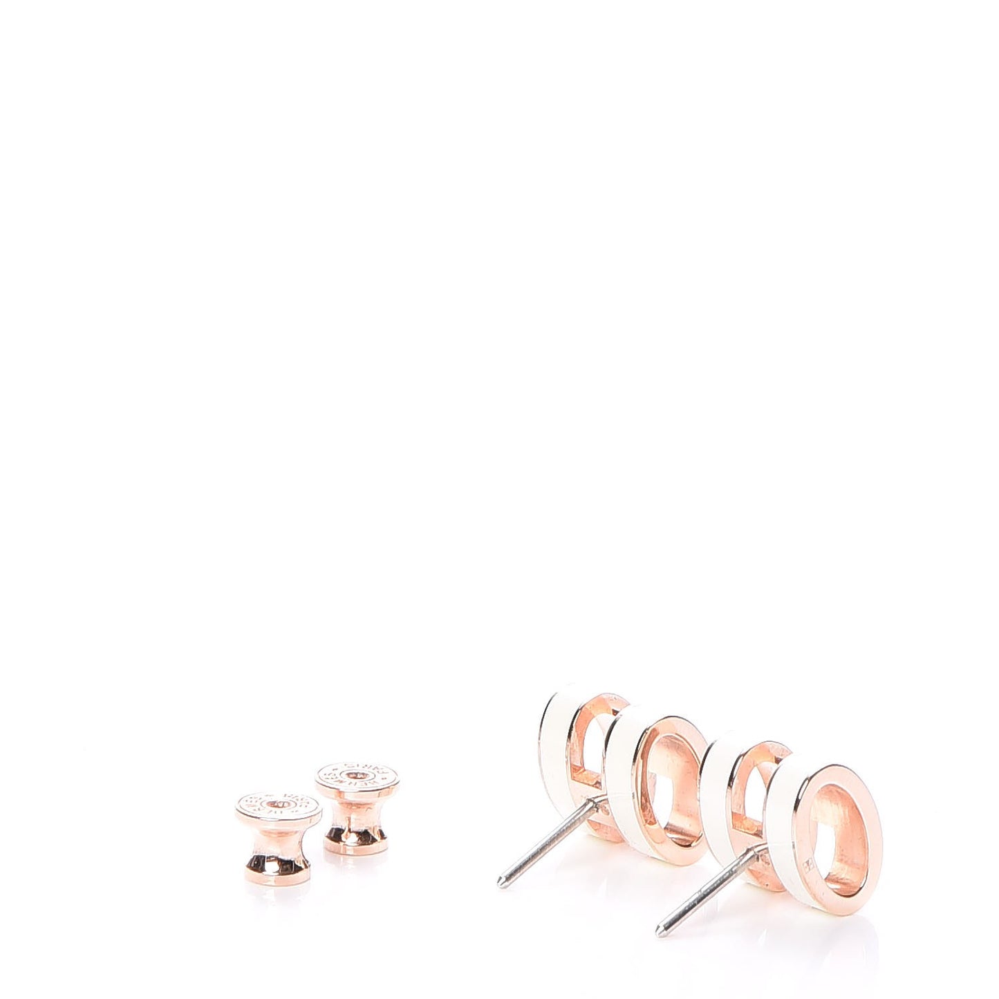 Rose Gold Lacquered Pop H Earrings White