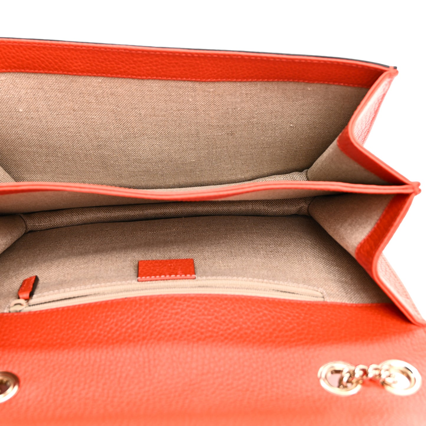 Dollar Calfskin Interlocking G Shoulder Bag Sun Orange