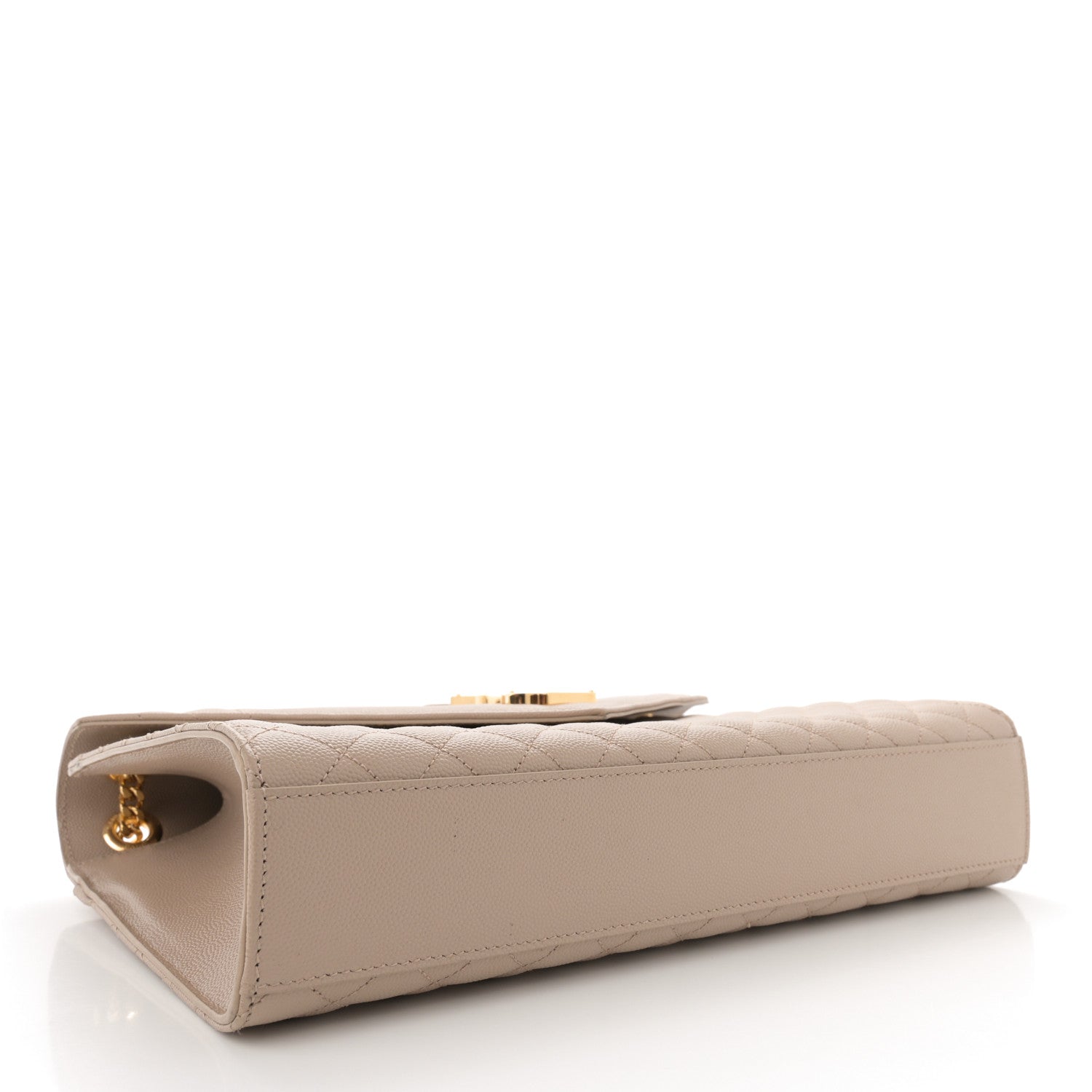 Saint Laurent Grain De Poudre Mixed Matelasse Large Triquilt Monogram Satchel Dark Beige 4 of 11