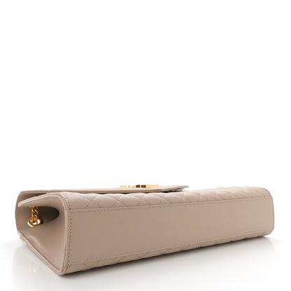 Saint Laurent Grain De Poudre Mixed Matelasse Large Triquilt Monogram Satchel Dark Beige 4 of 11