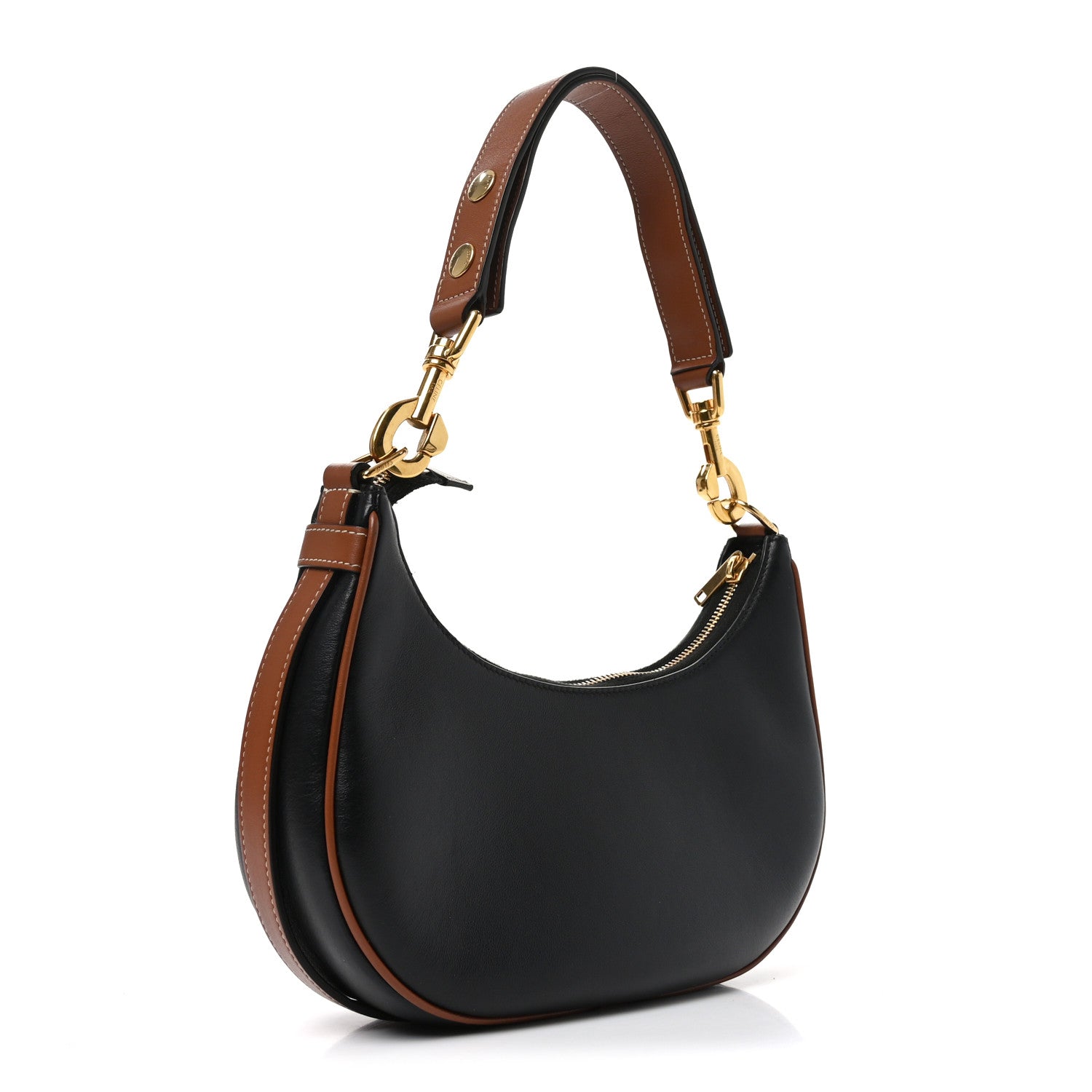 Celine Smooth Calfskin Medium Strap Ava Shoulder Bag Black Tan 3 of 9