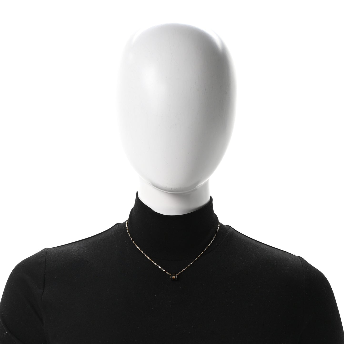 Lacquered Gold Mini Pop H Pendant Necklace Black