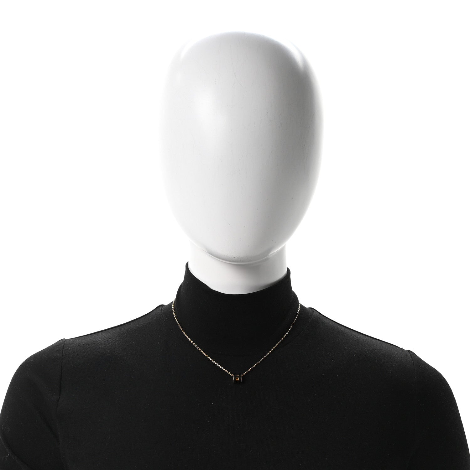 Hermes Lacquered Gold Mini Pop H Pendant Necklace Black 2 of 6
