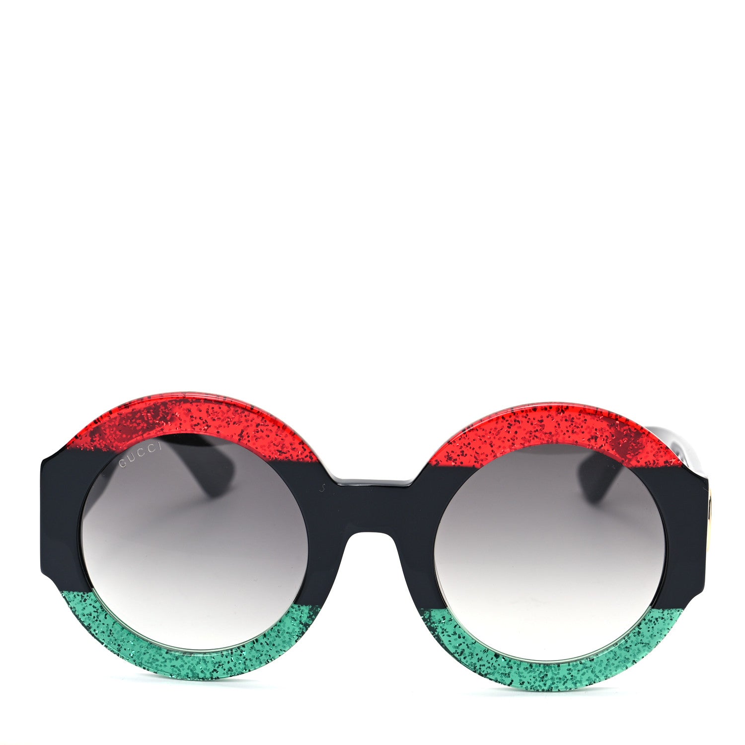 Gucci Round Frame GG0084S Sunglasses Glitter Red Green 2 of 7