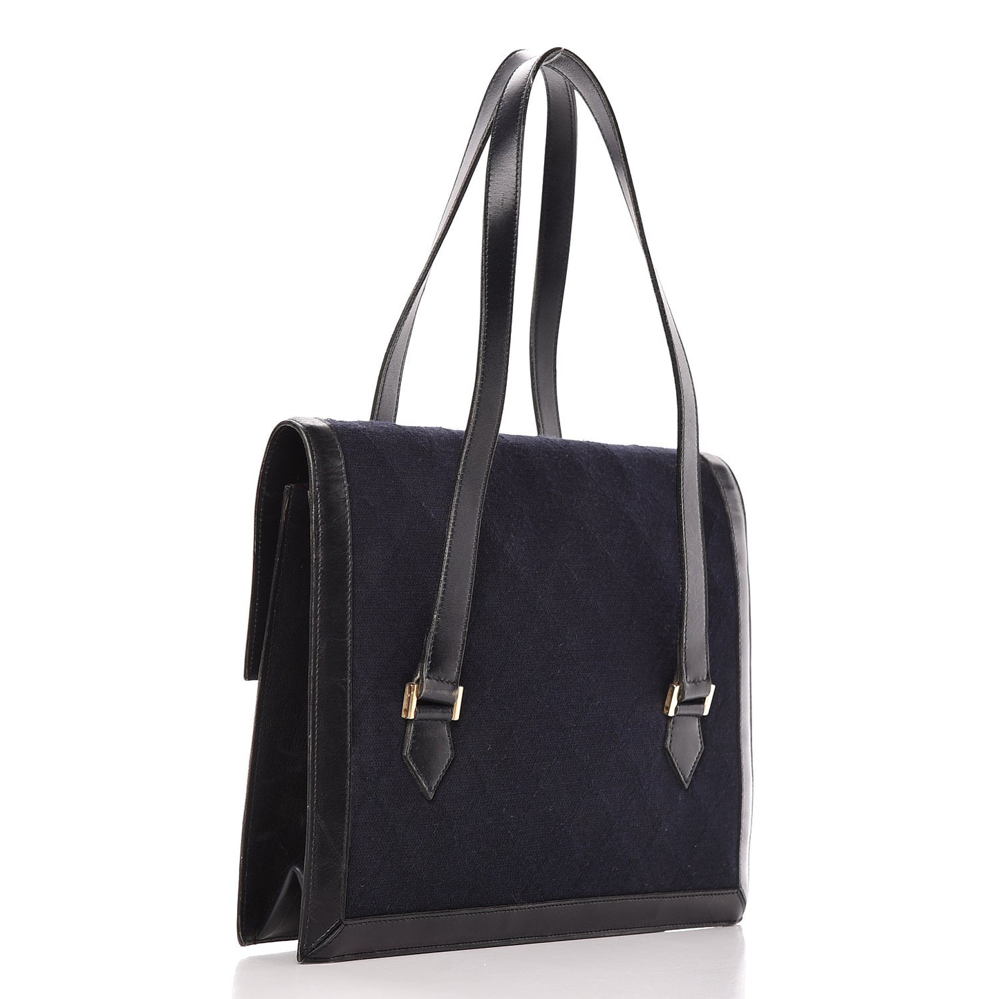 Lambskin Jersey Quilted Shoulder Bag Navy