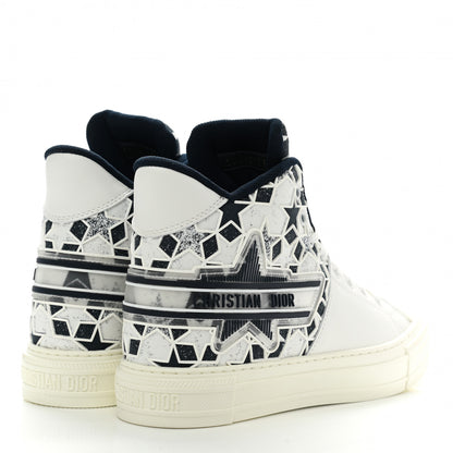 Christian Dior Canvas Embroidered Womens Walk'n' Dior Star High Top Sneakers 39 White Navy 4 of 9