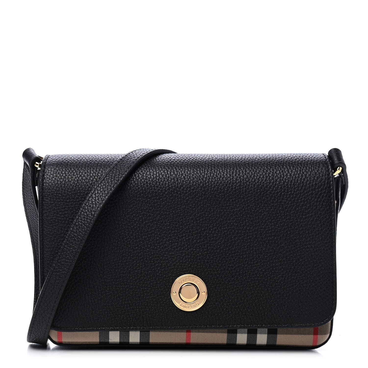 Burberry Grainy Calfskin Vintage Check Hampshire Crossbody Black 1 of 4