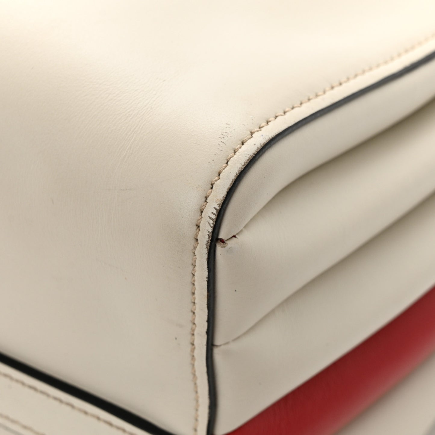 City Calfskin Medium Colorblock Bibliotheque Tote White Fuoco