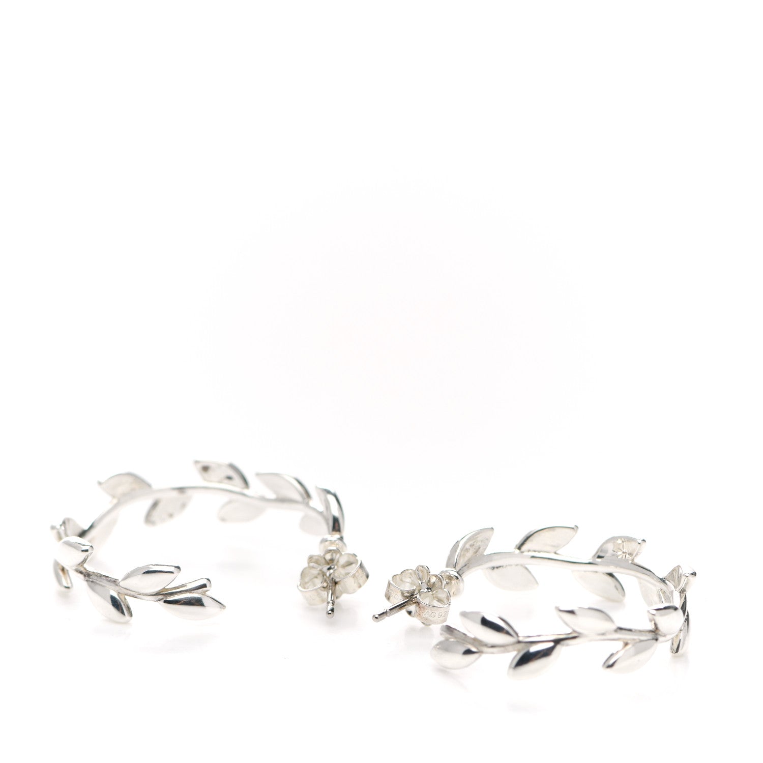 Tiffany Sterling Silver Paloma Picasso Olive Leaf Hoop Earrings 3 of 4