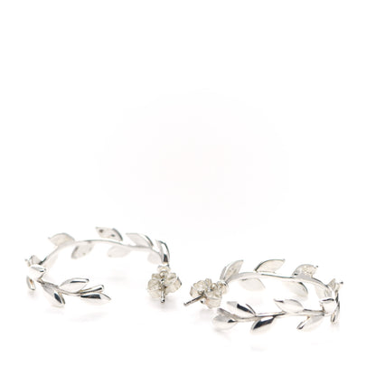 Tiffany Sterling Silver Paloma Picasso Olive Leaf Hoop Earrings 3 of 4