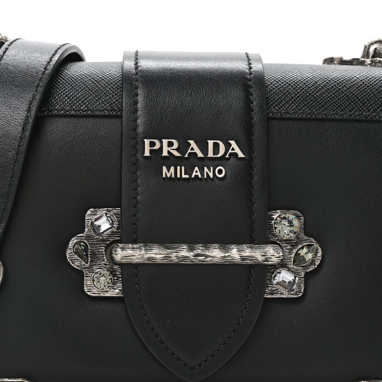 Crystal City Calf Saffiano Cahier Shoulder Bag Black