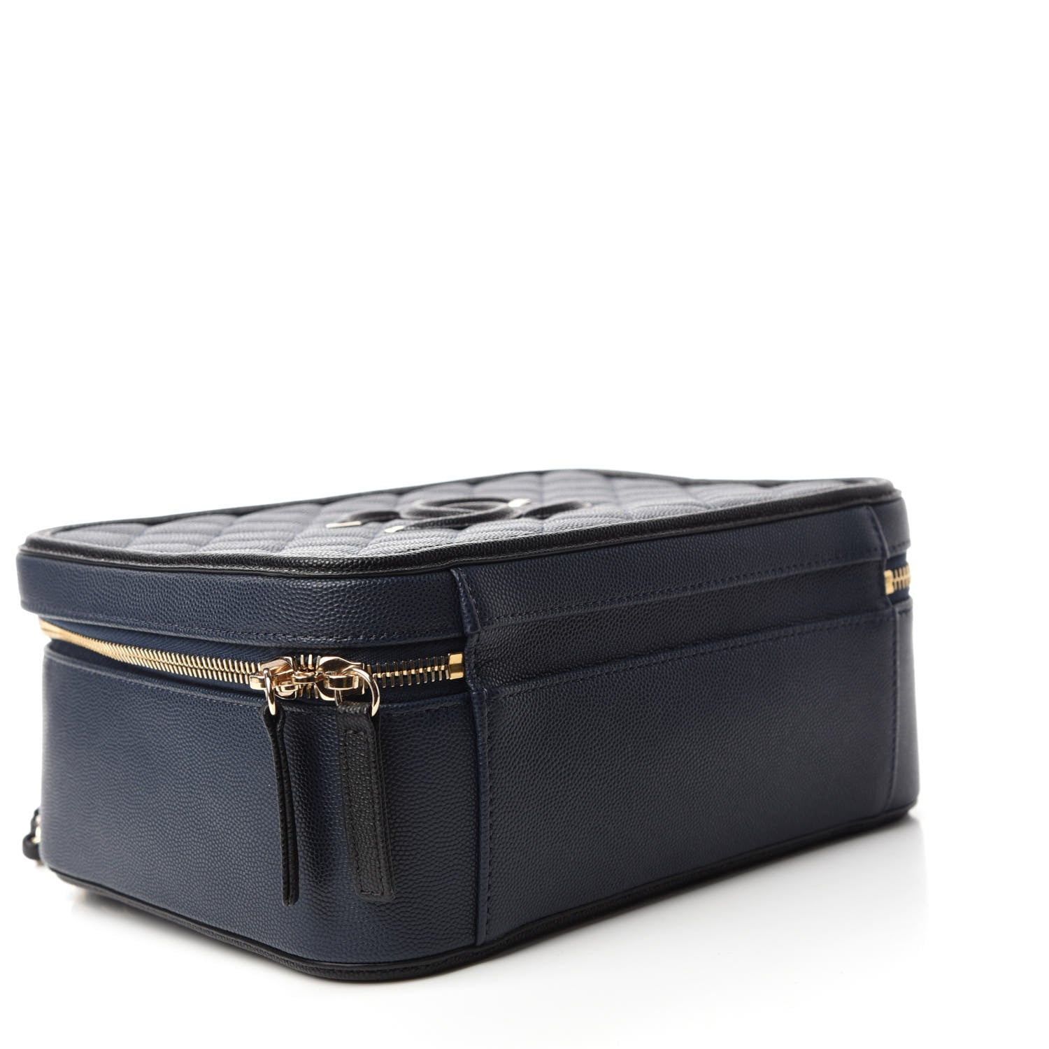 Chanel Caviar Quilted Large CC Filigree Vanity Case Navy Black 4 of 11