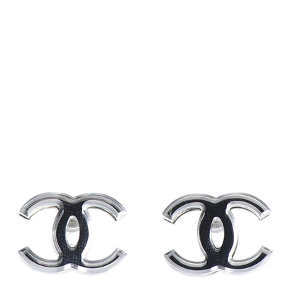 Chanel Resin CC Earrings Silver 1 of 5
