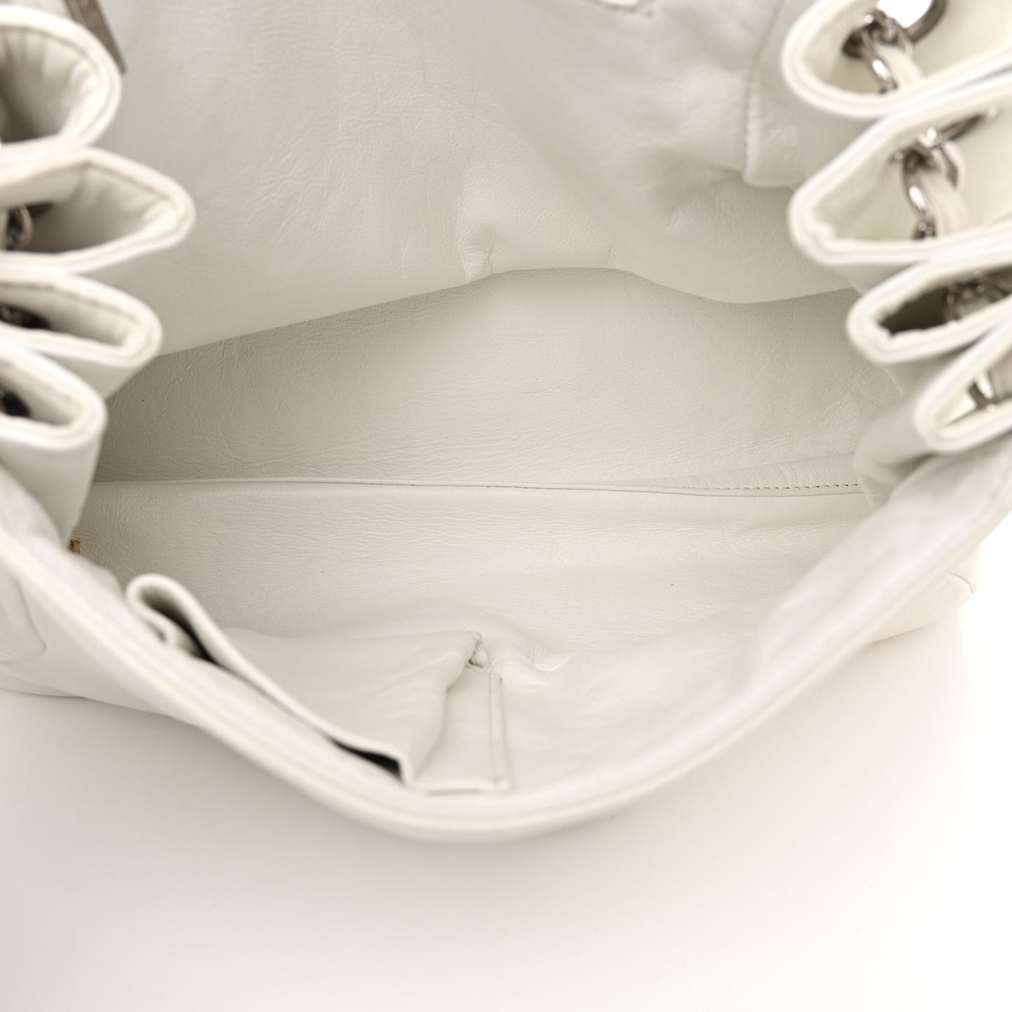 Lambskin Sensual Accordion Flap White