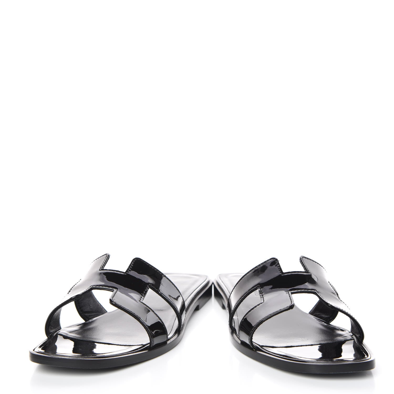 Hermes Patent Oran Sandals 37.5 Black 6 of 12