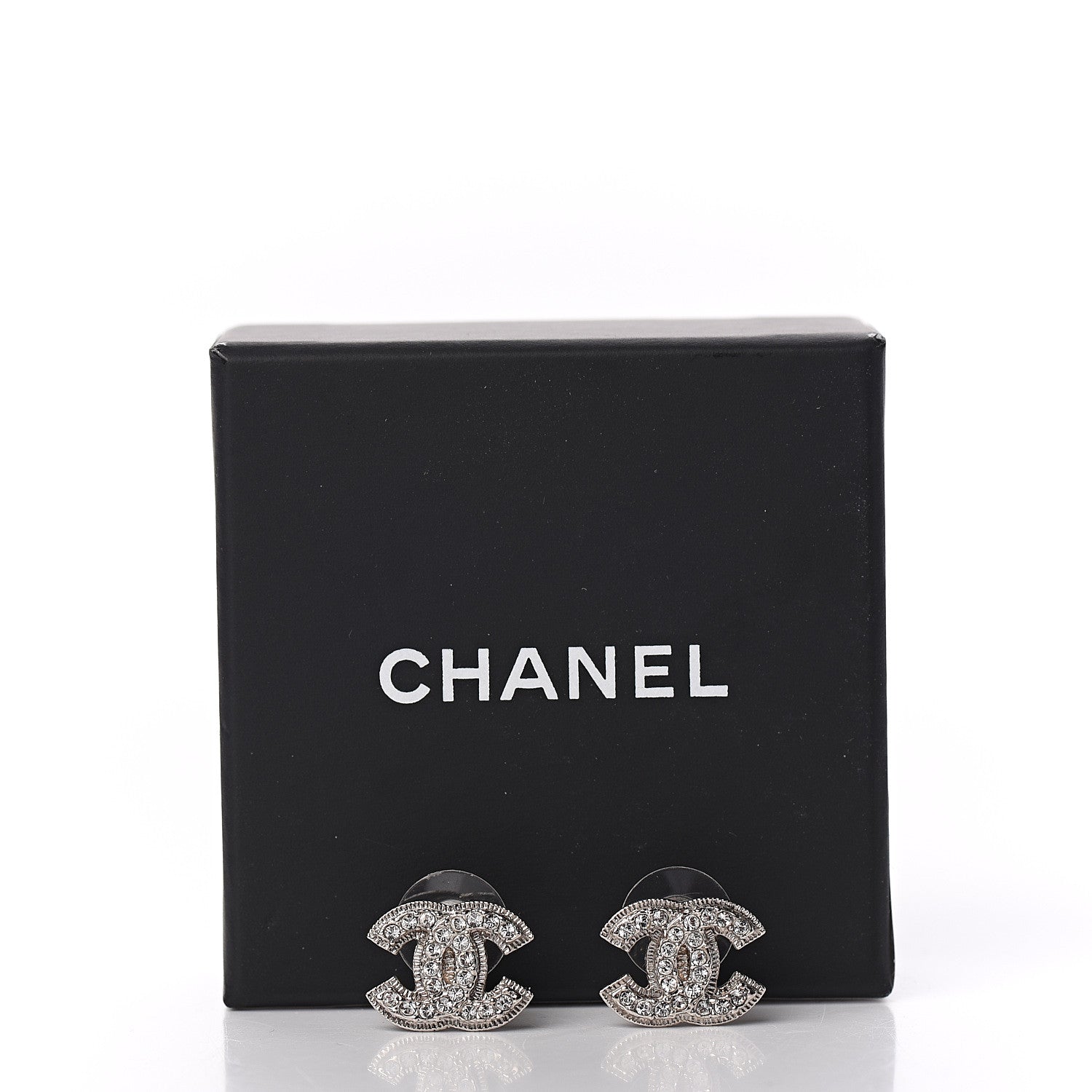 Chanel Crystal CC Earrings Silver 5 of 5