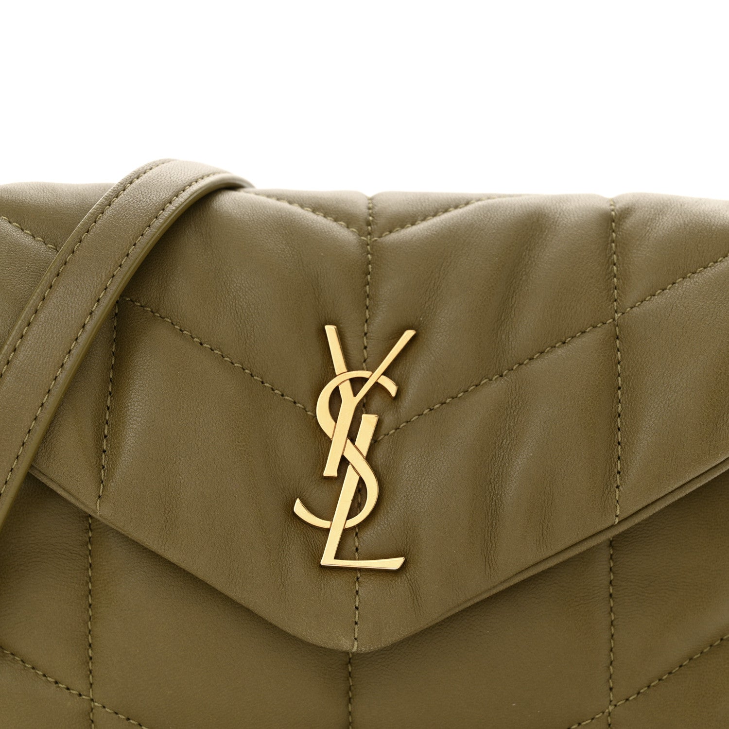 Saint Laurent Lambskin Quilted Toy Loulou Puffer Monogram Chain Satchel Hazel Green 8 of 11