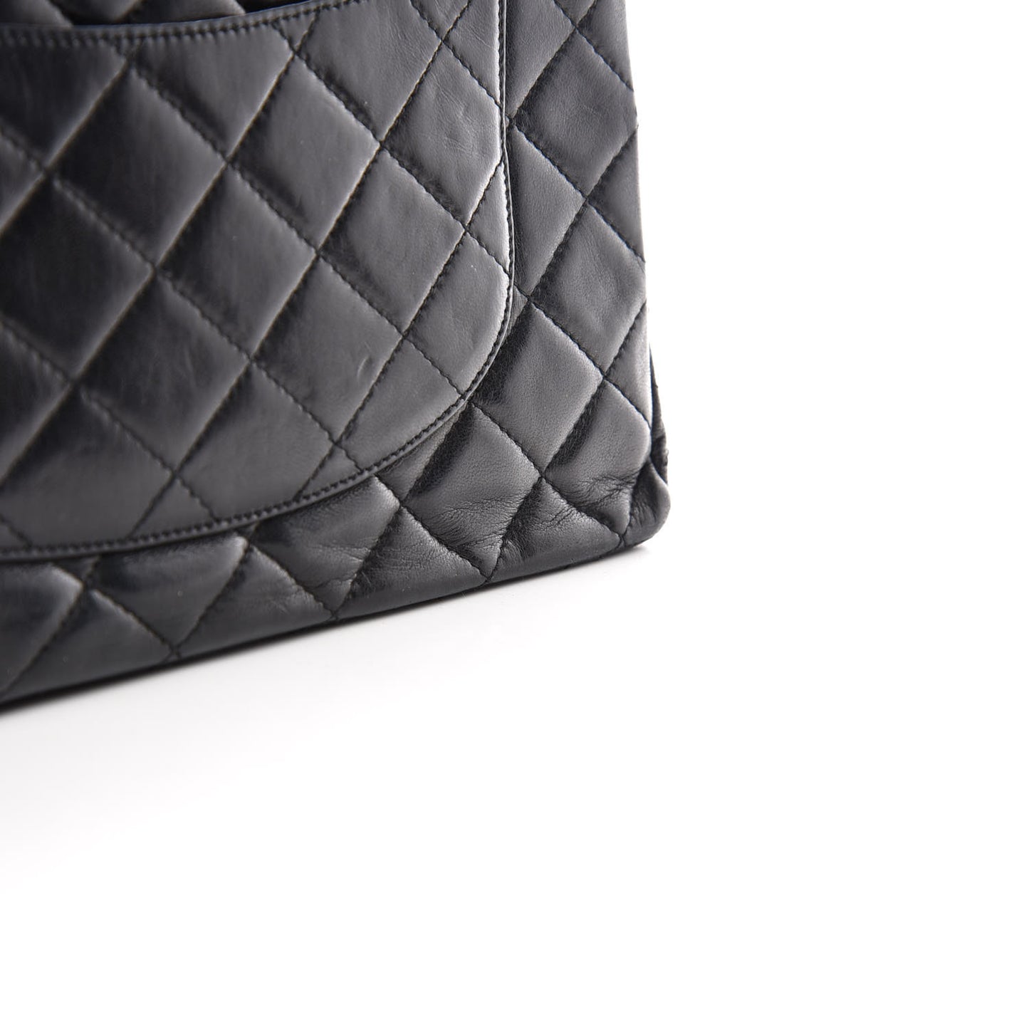 Lambskin Quilted Medium Double Flap Black