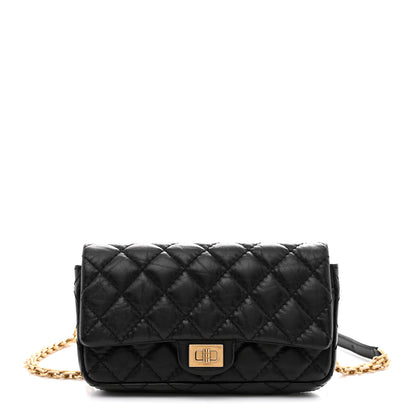 Chanel Aged Calfskin Quilted 2.55 Reissue Chain Waist Bag Black 1 of 11