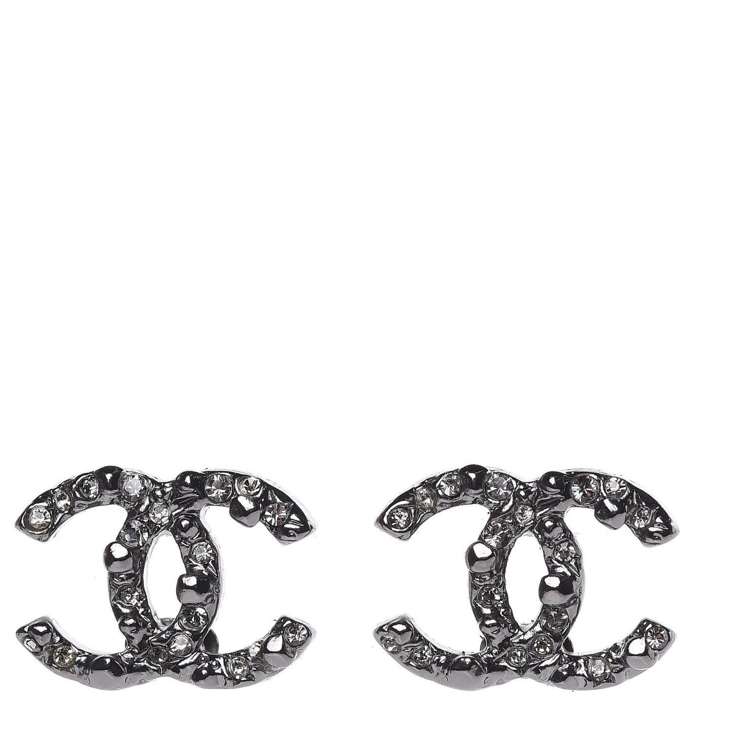 Crystal Mini CC Earrings Ruthenium