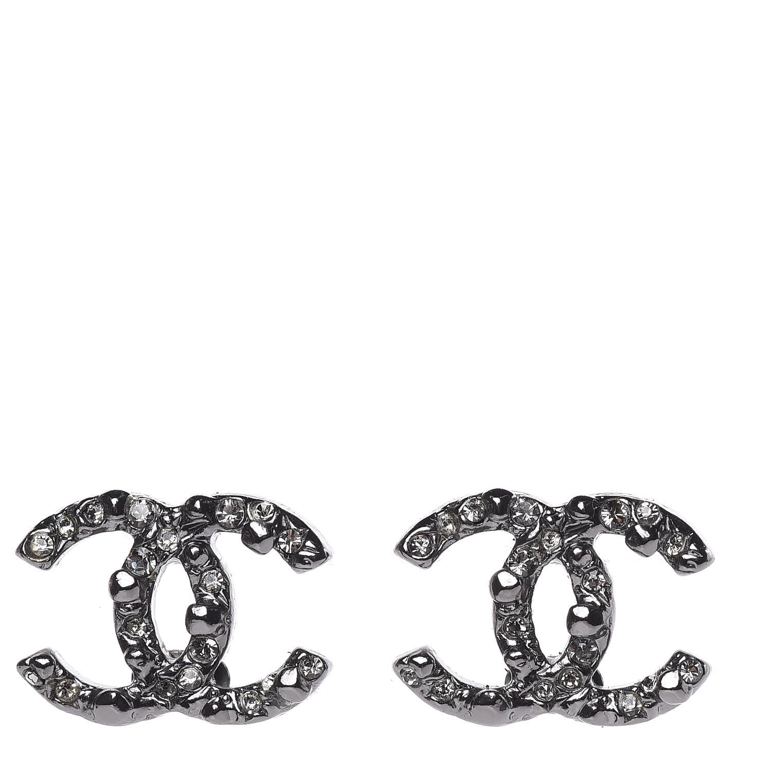 Chanel Crystal Mini CC Earrings Ruthenium 1 of 5