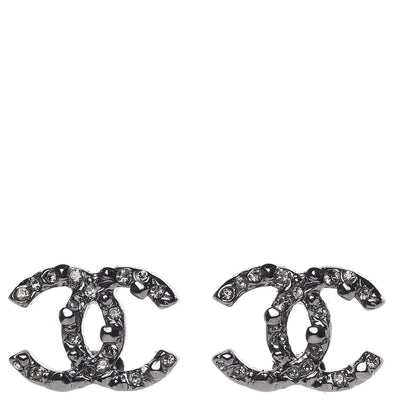 Chanel Crystal Mini CC Earrings Ruthenium 1 of 5