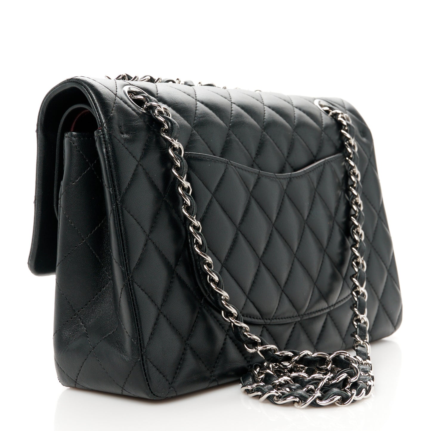 Lambskin Quilted Medium Double Flap Black