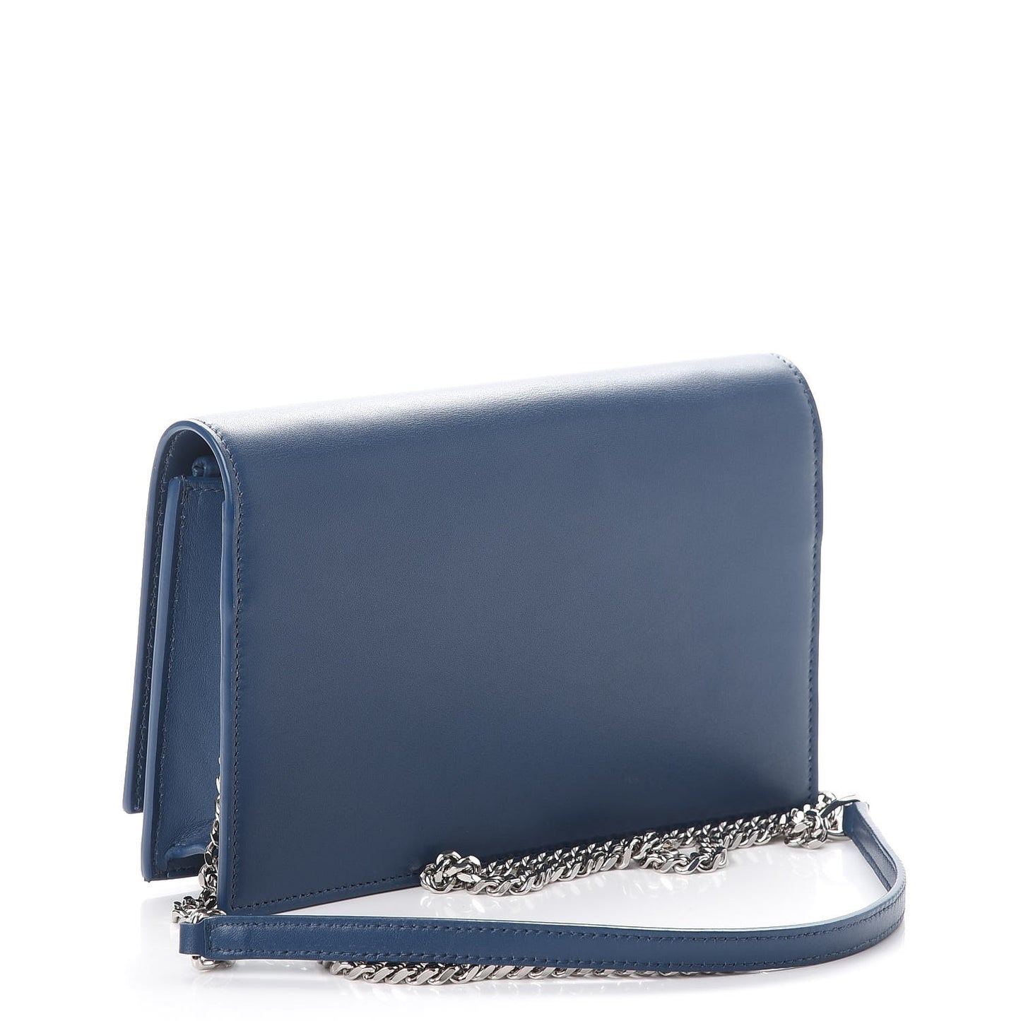 Smooth Calfskin Classic Monogram Kate Tassel Chain Wallet Denim