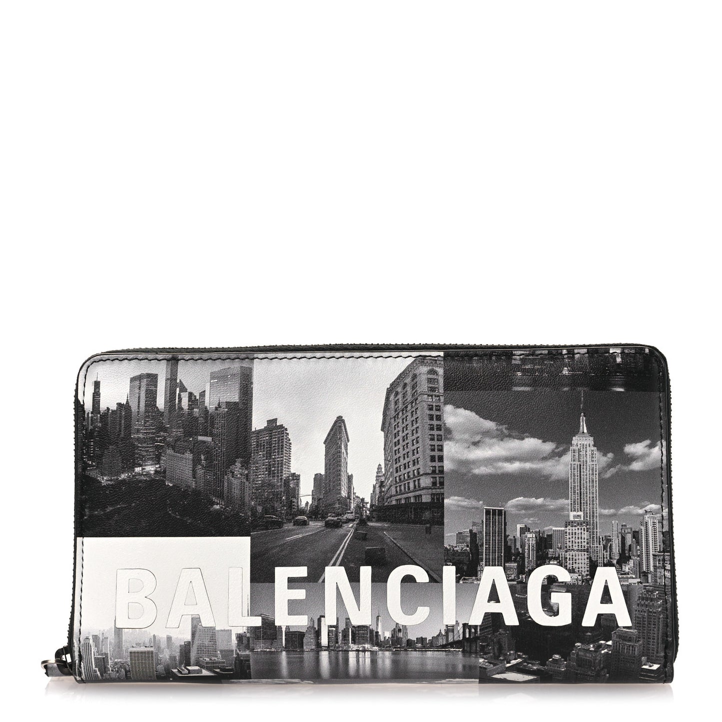 Calfskin New York Skyline Logo Ville Wallet Black