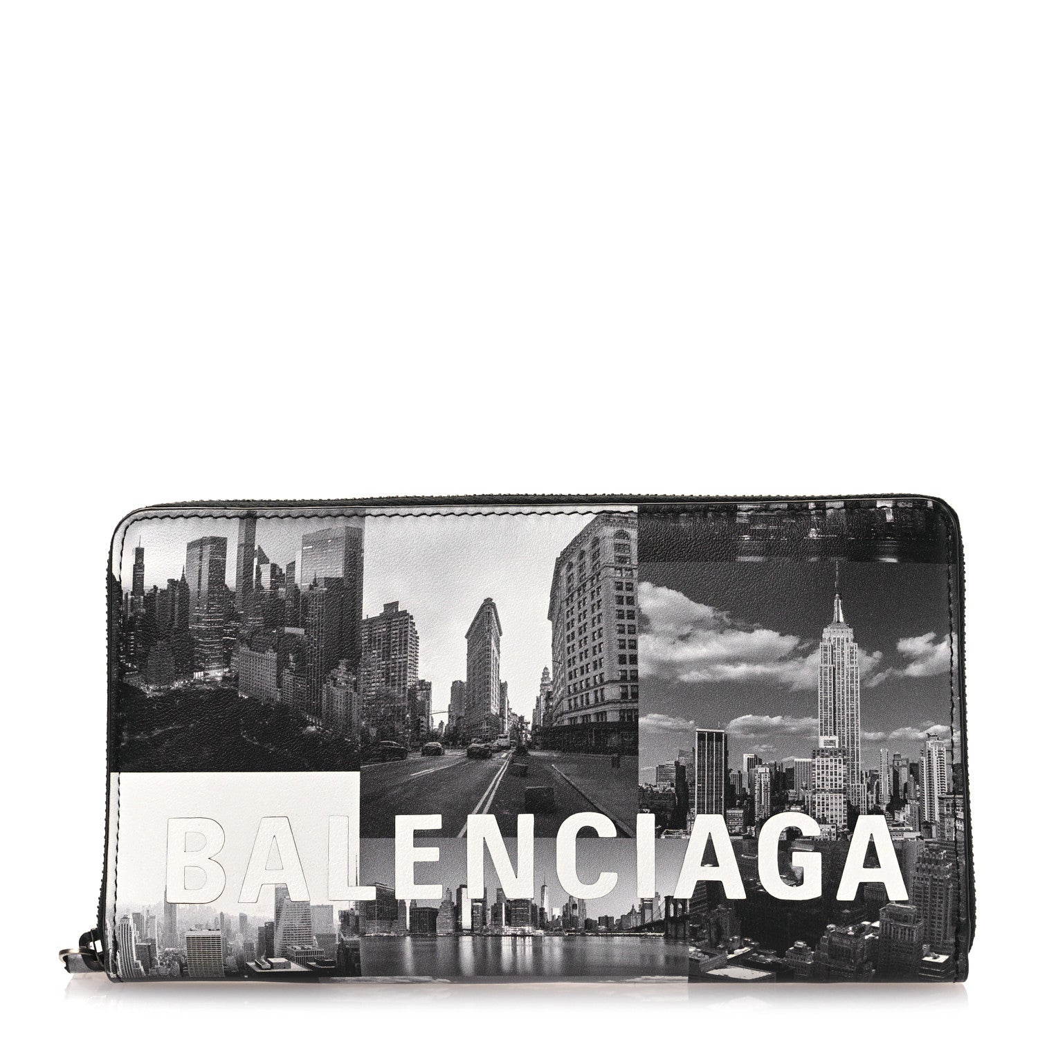 Balenciaga Calfskin New York Skyline Logo Ville Wallet Black 1 of 10