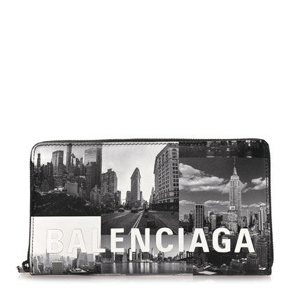 Balenciaga Calfskin New York Skyline Logo Ville Wallet Black 1 of 10